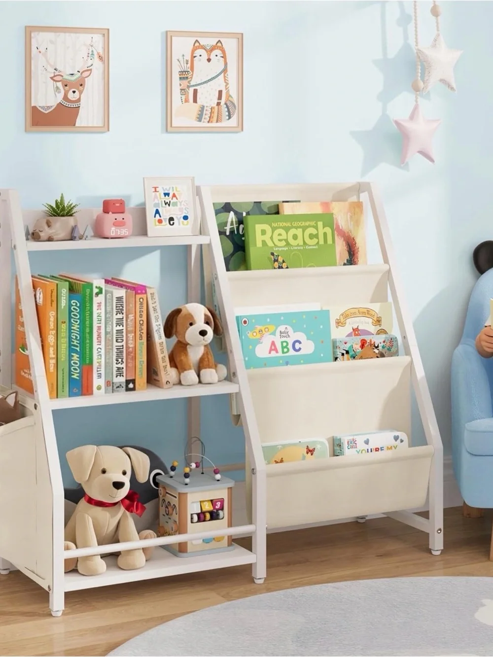 White Kids Bookshelf & Storage Organizer